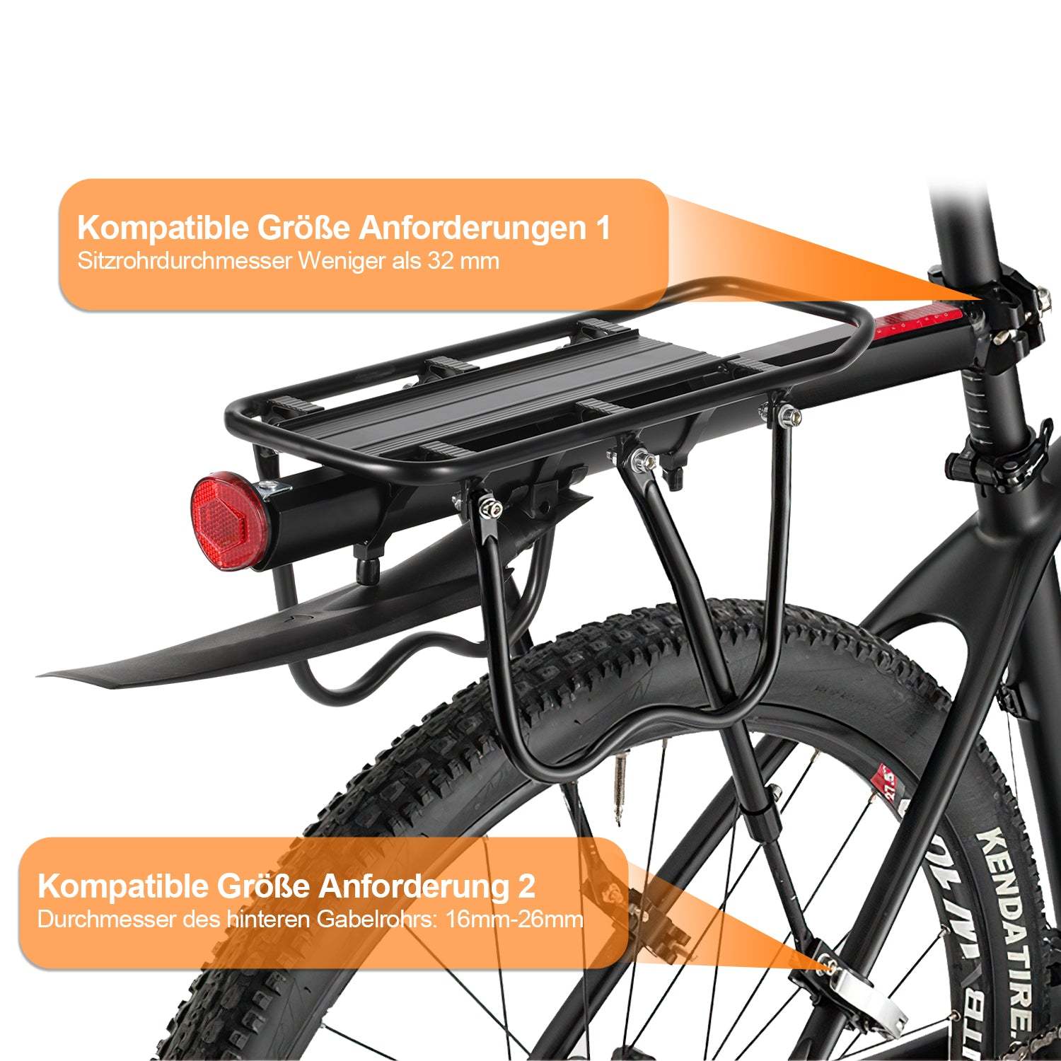 Bicycle luggage rack universal for 24-29 inches