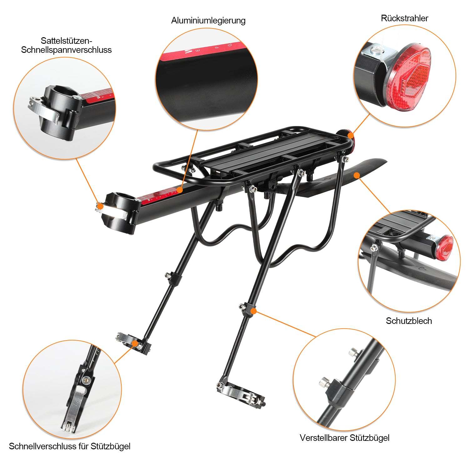 Bicycle luggage rack universal for 24-29 inches