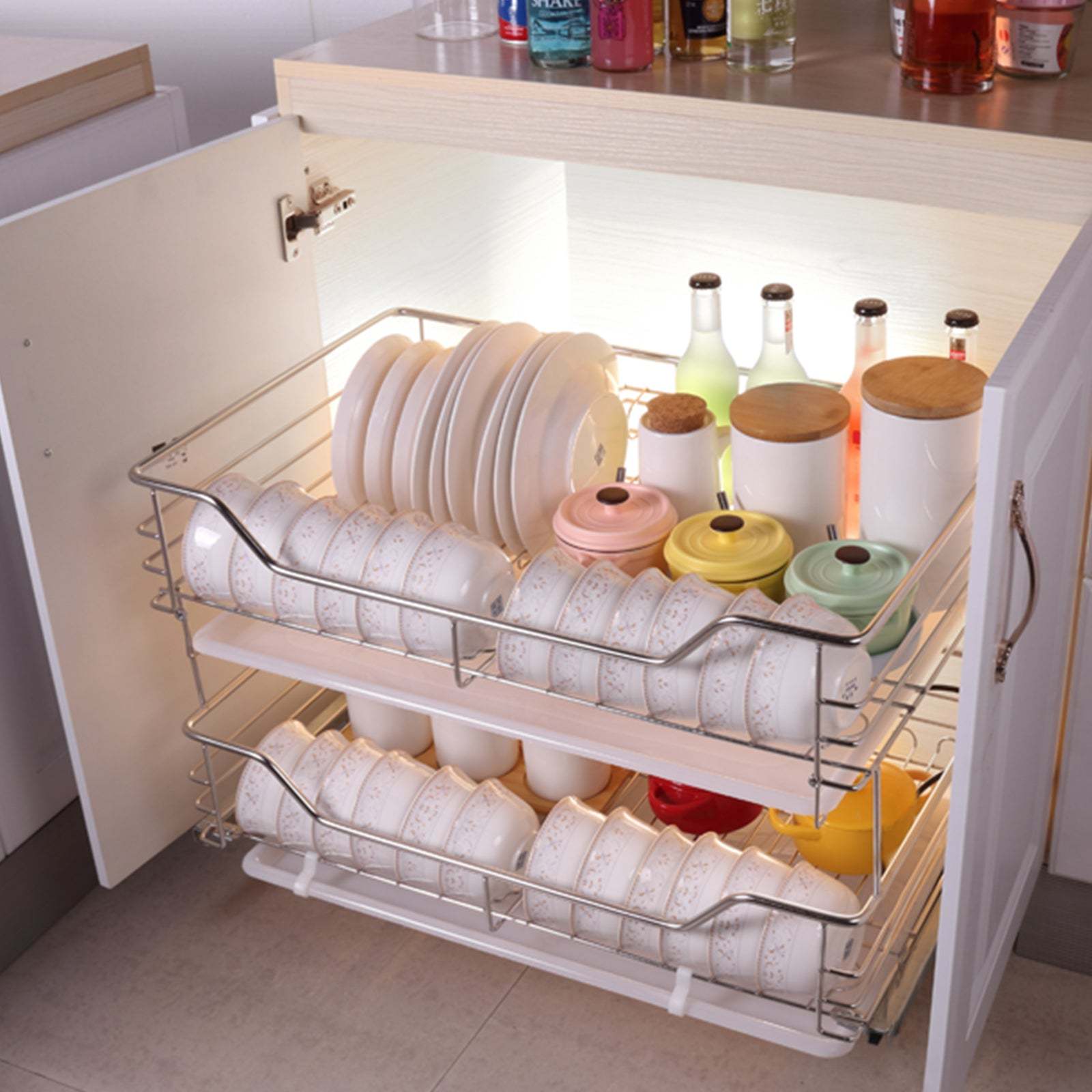 Kitchen drawer telescopic drawer metal 2 pieces