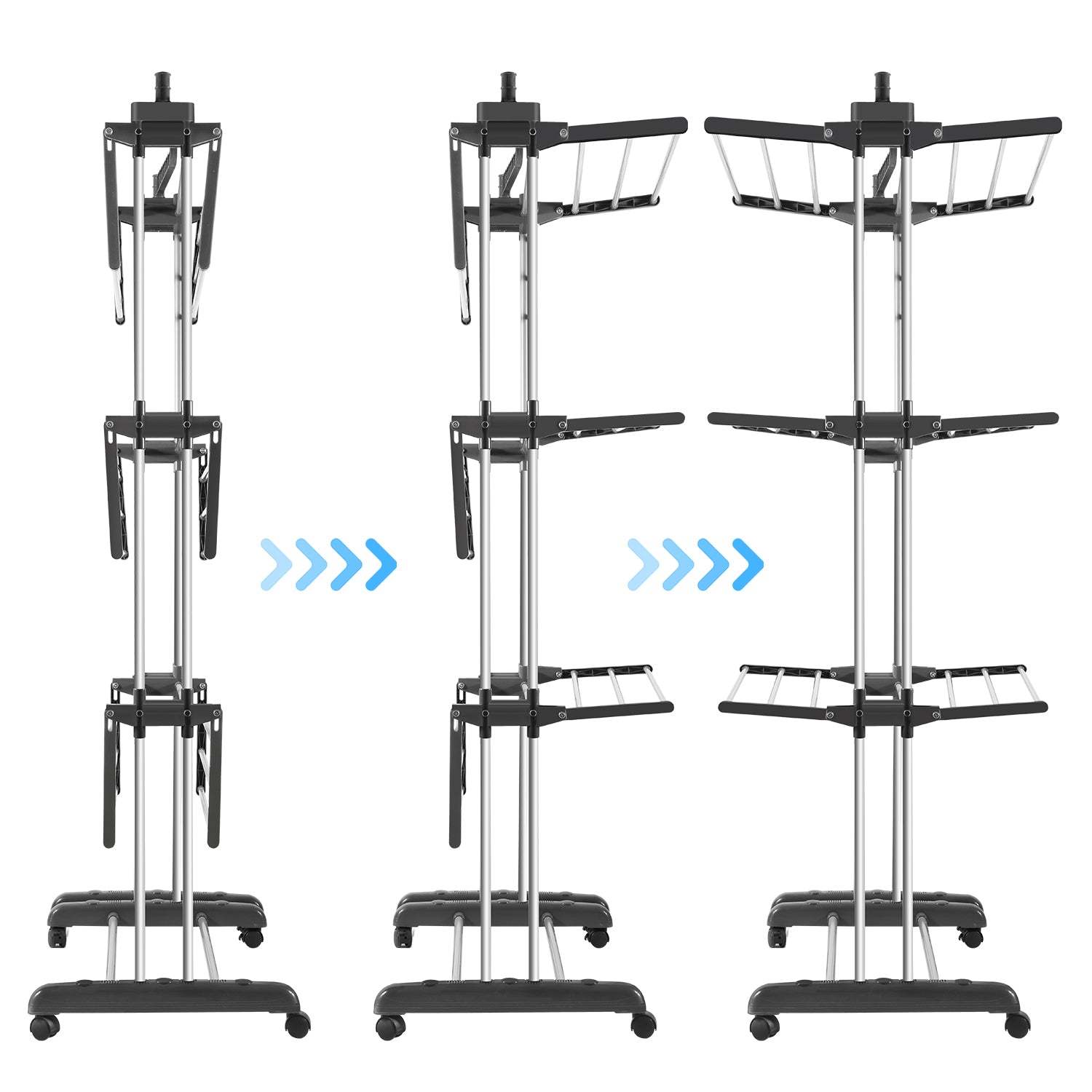 Clothes airer tower 4 levels with 2 folding wings