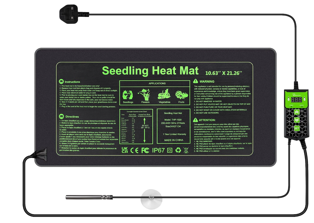 Heat Mat for Plants,Waterproof Seedling Heat Mat with Thermostat 10.63”*21.26” Germination Heated Propagator Warming Mat for Indoor Gardening Greenhouse