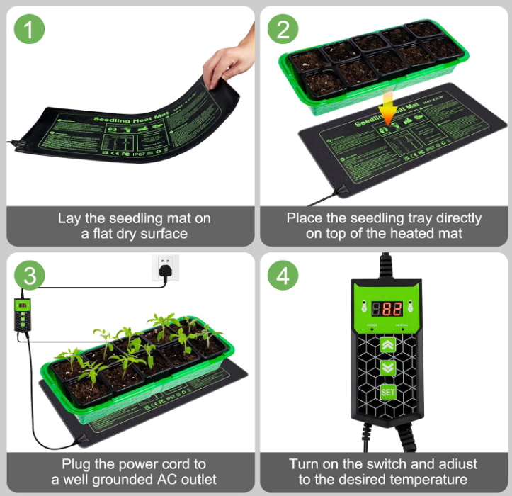 Heat Mat for Plants,Waterproof Seedling Heat Mat with Thermostat 10.63”*21.26” Germination Heated Propagator Warming Mat for Indoor Gardening Greenhouse