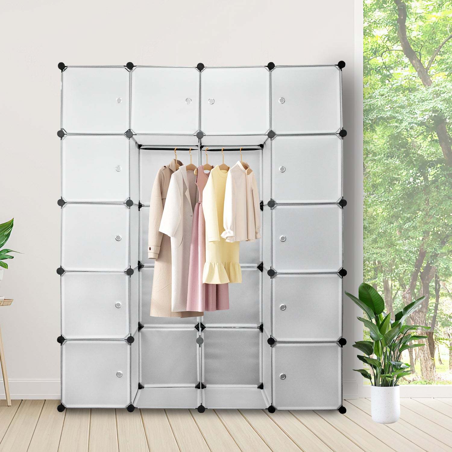 Shelving system wardrobe plug-in shelf with doors