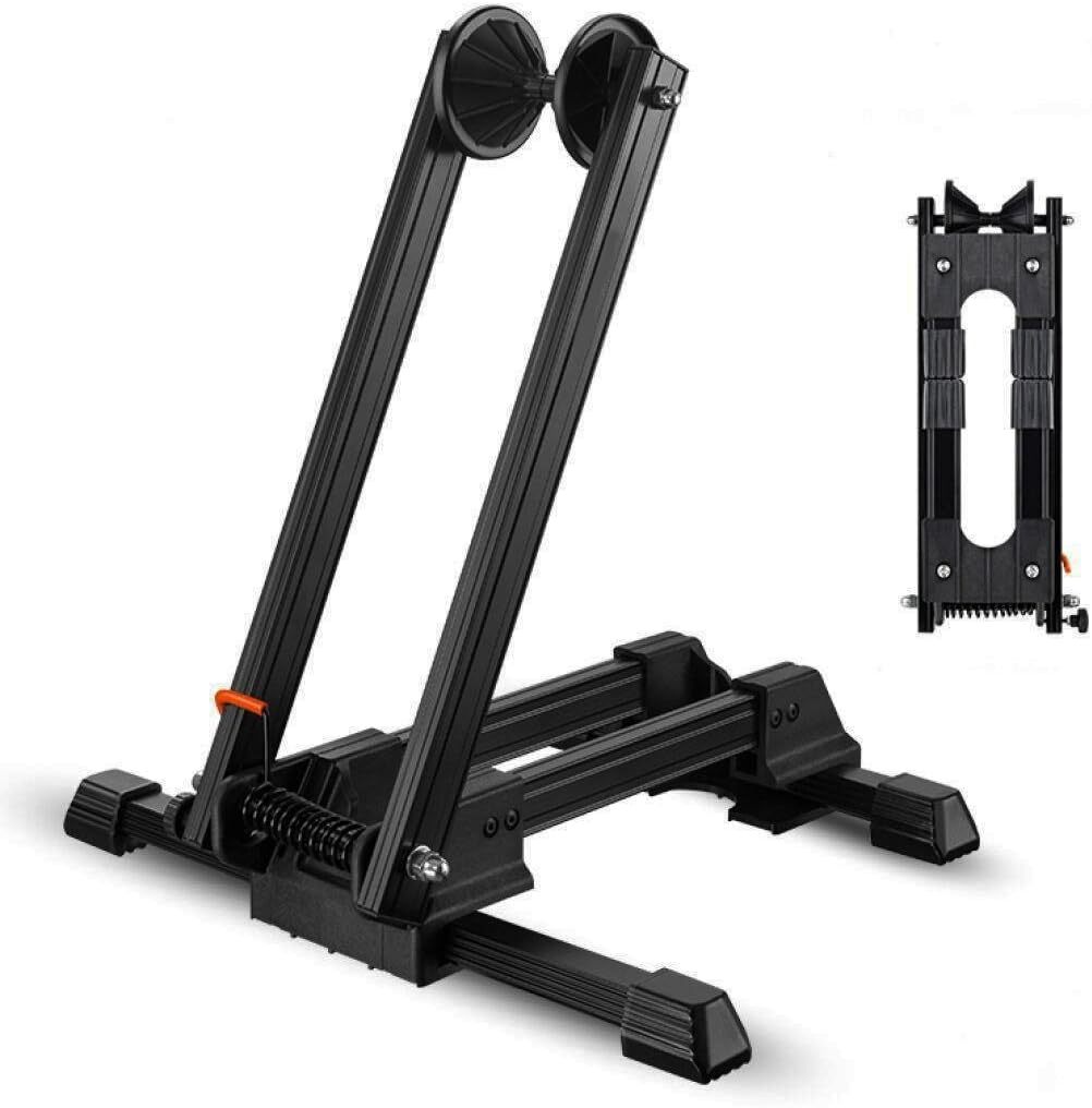 Sports Foldable Alloy Bicycle Storage Stand Bike Floor Parking Rack Wheel Holder Fit 20-29 inch Bikes Indoor Home Garage Using