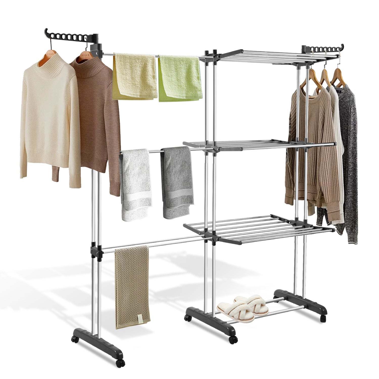 Clothes airer tower 4 levels with 2 folding wings