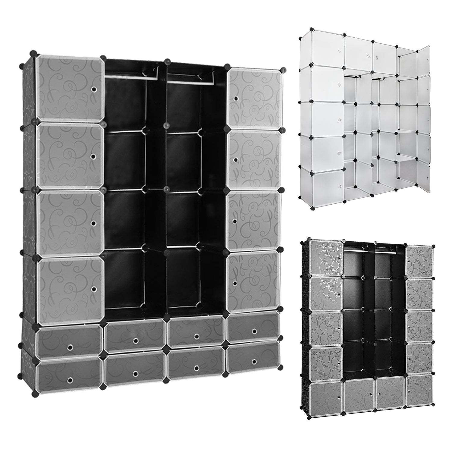 Shelving system wardrobe plug-in shelf with doors