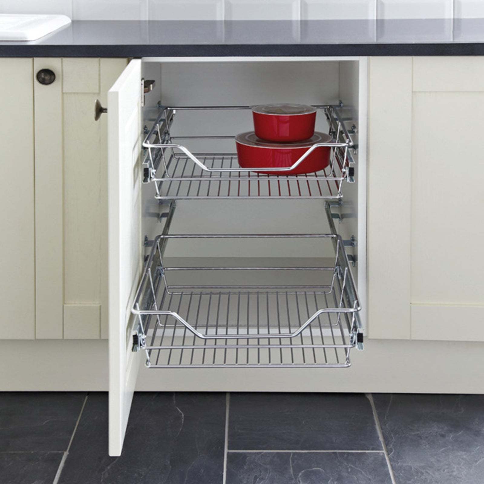 Kitchen drawer telescopic drawer metal 2 pieces