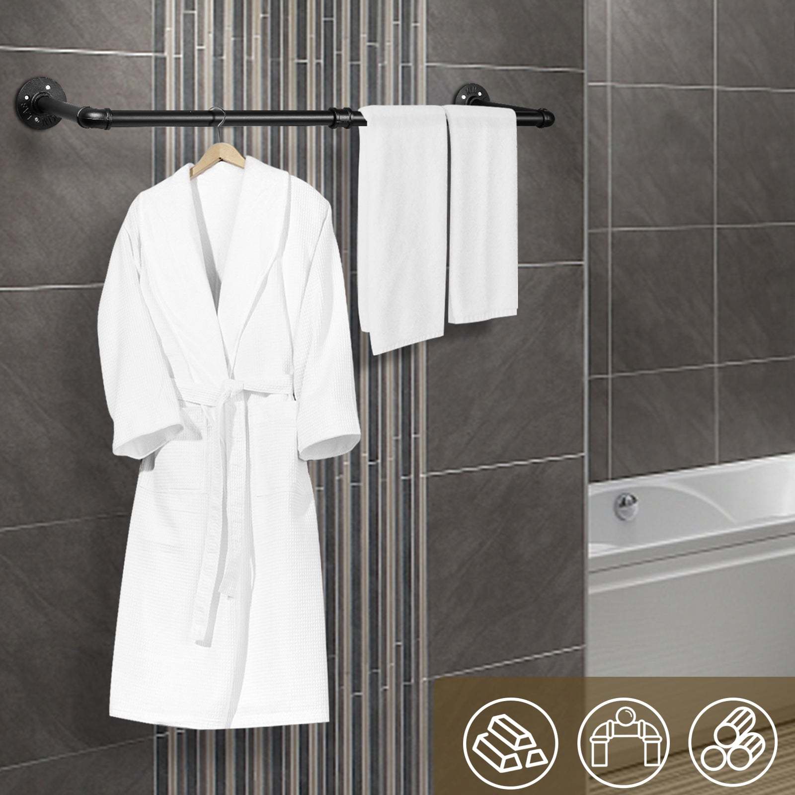 Wall mounted clothes rail 92cm