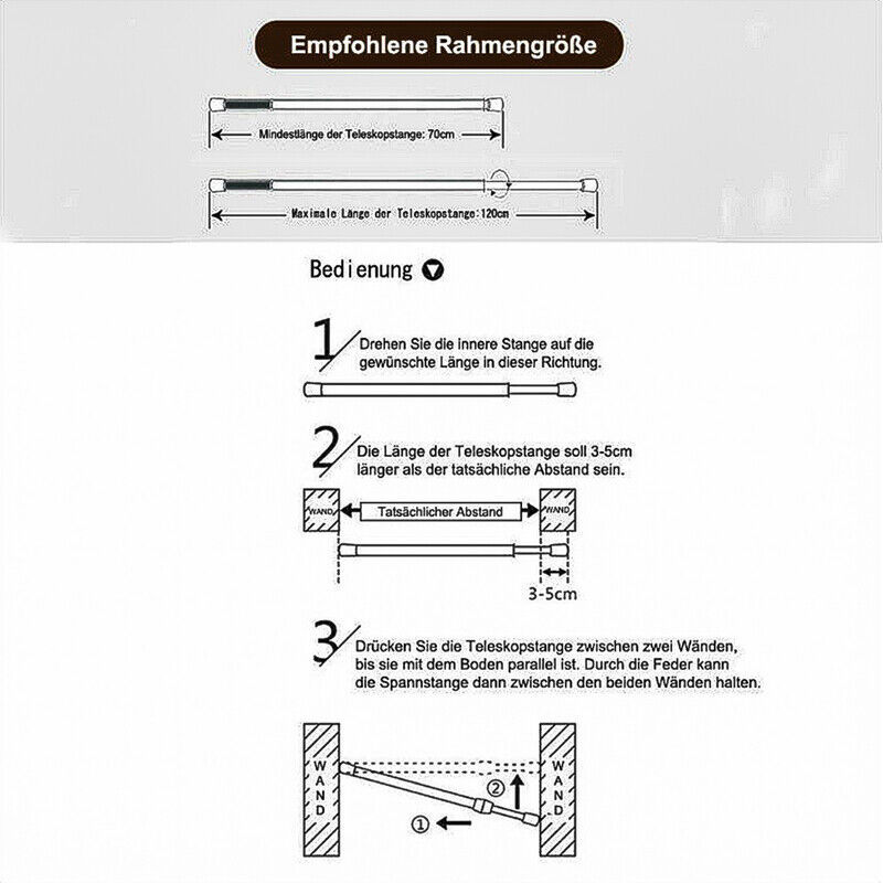 Telescopic shower rod 70-260cm