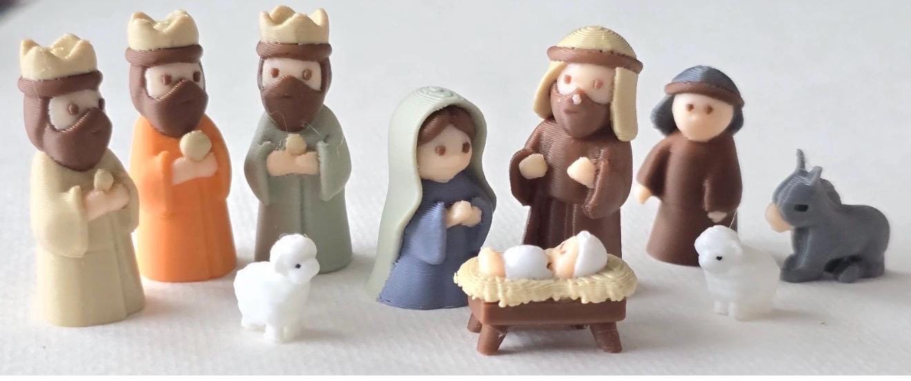 Miniature Nativity Scene in Tin Box, Pocket Manger