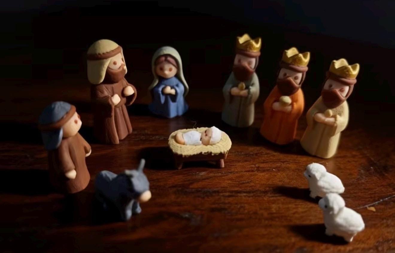 Miniature Nativity Scene in Tin Box, Pocket Manger