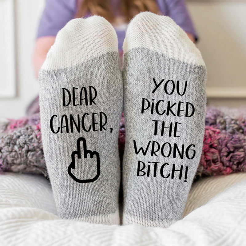 F*ck Cancer, Dear Cancer you Picked the Wrong Bitch Socks