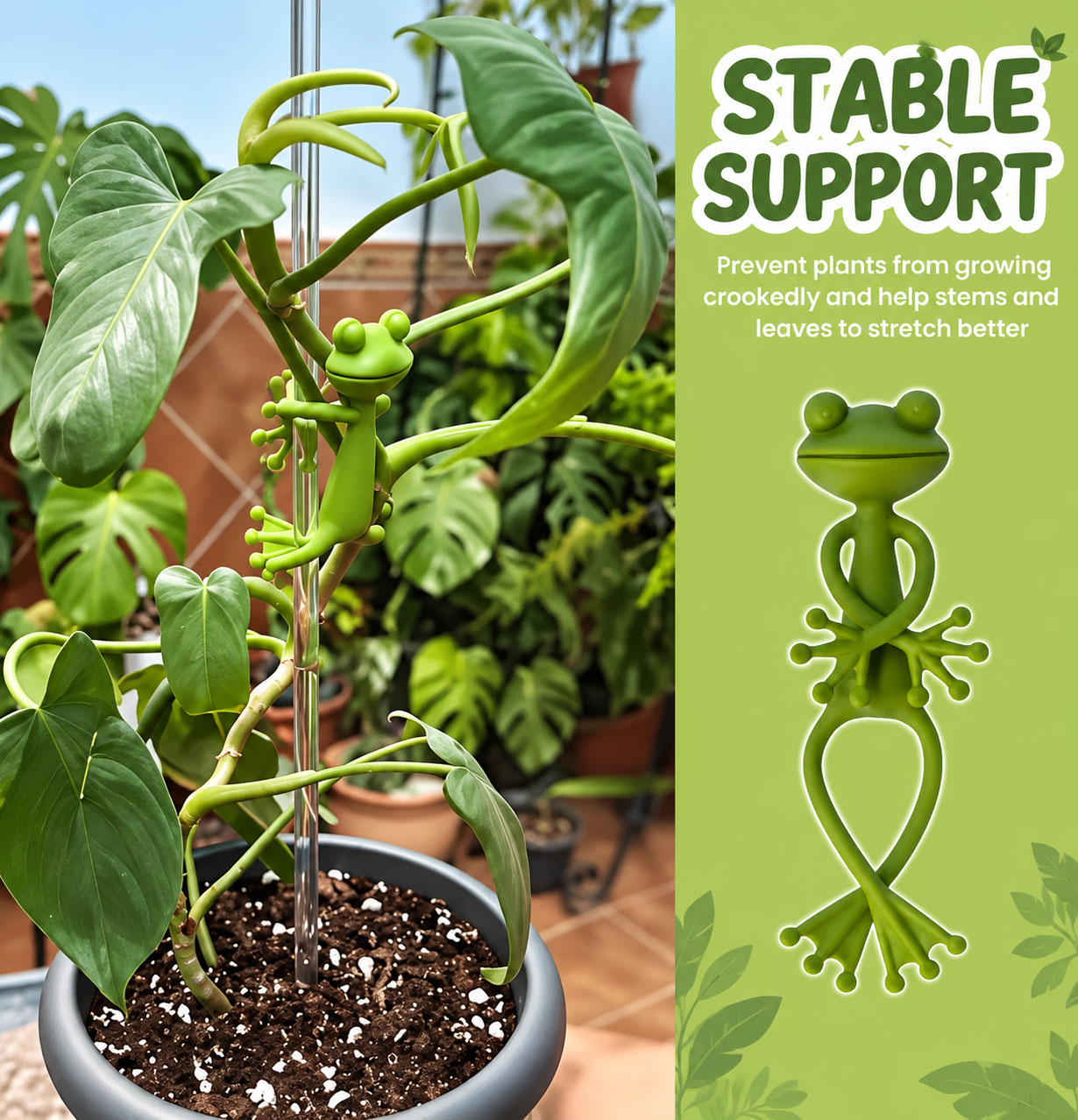 Bendy Frog Plant Support Clips| Cute Adjustable Frog Vine Holders