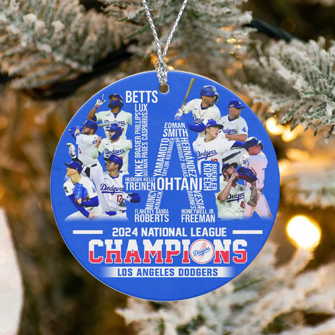 Los Angeles Dodgers 2024 National League Champions Christmas Ornament