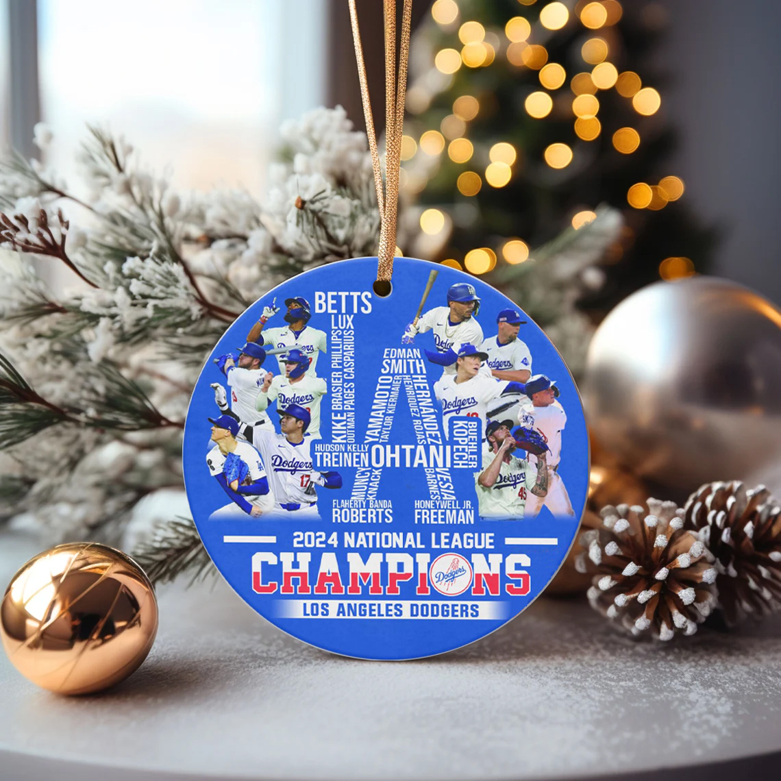 Los Angeles Dodgers 2024 National League Champions Christmas Ornament