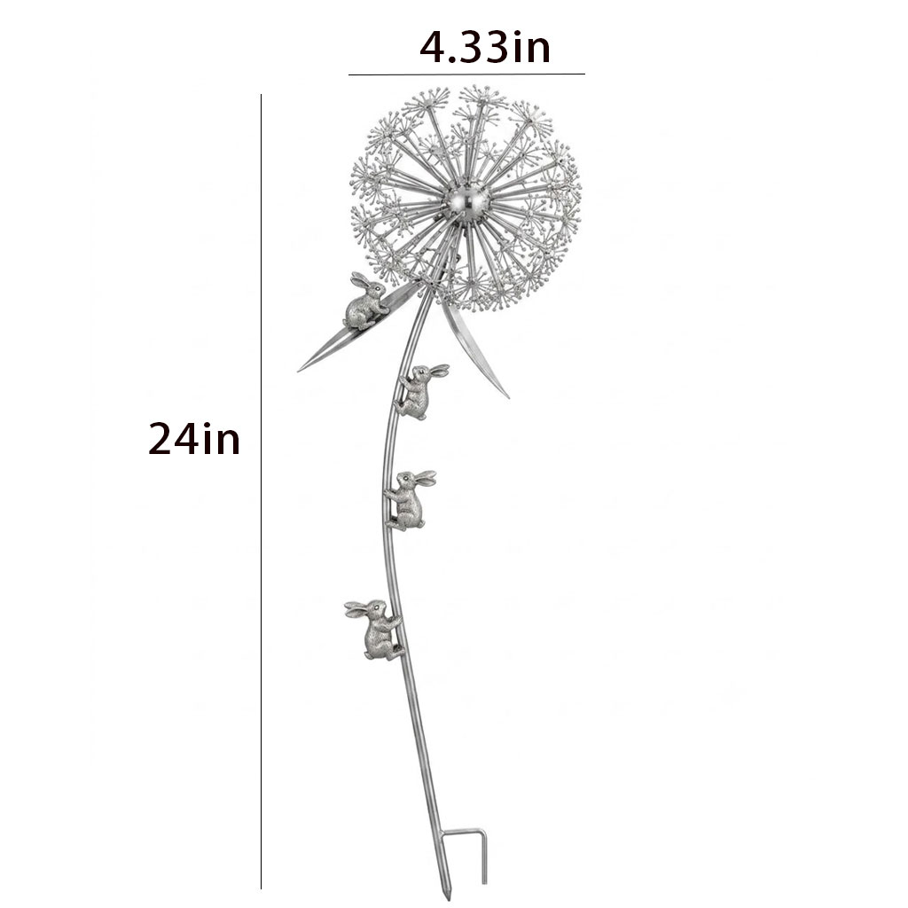 Whimsical Bunny & Dandelion Garden Stake