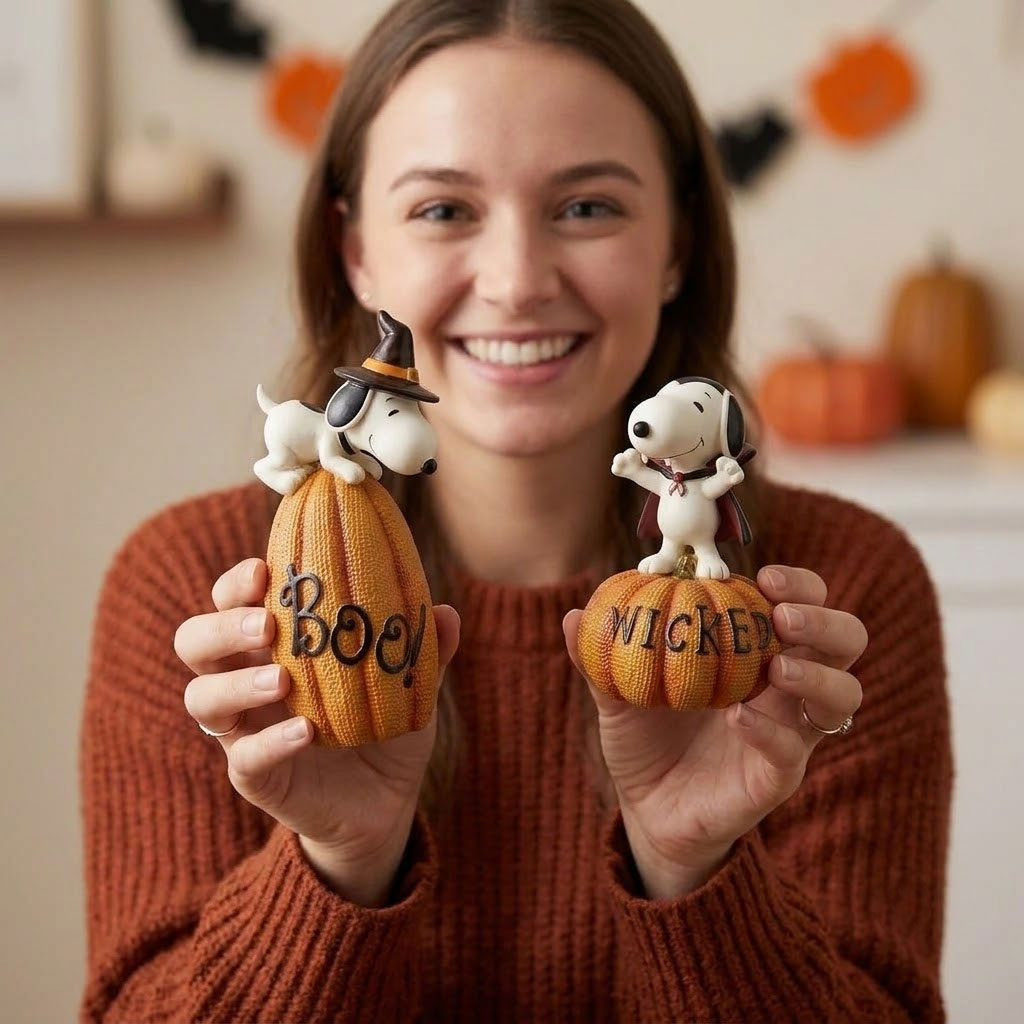 Festive Spooky Beagle Pumpkin Trio Statues
