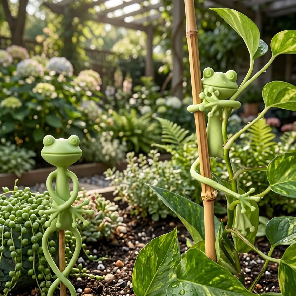 Bendy Frog Plant Support Clips| Cute Adjustable Frog Vine Holders