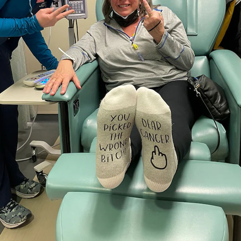 F*ck Cancer, Dear Cancer you Picked the Wrong Bitch Socks