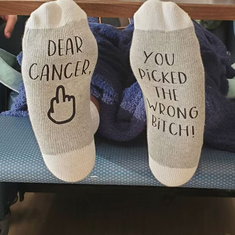 F*ck Cancer, Dear Cancer you Picked the Wrong Bitch Socks