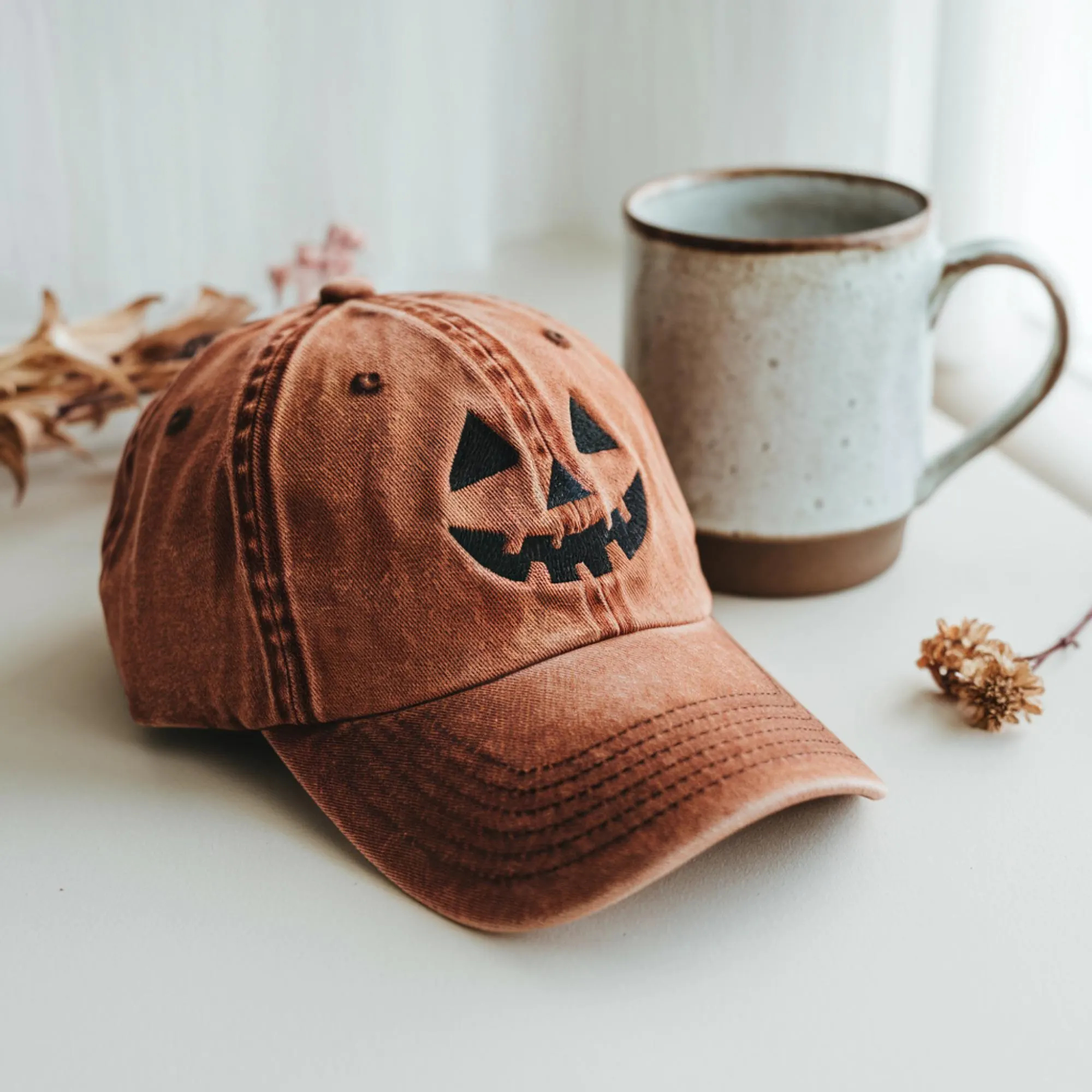 Jack-o-lantern Pumpkin Embroidered Baseball Hat