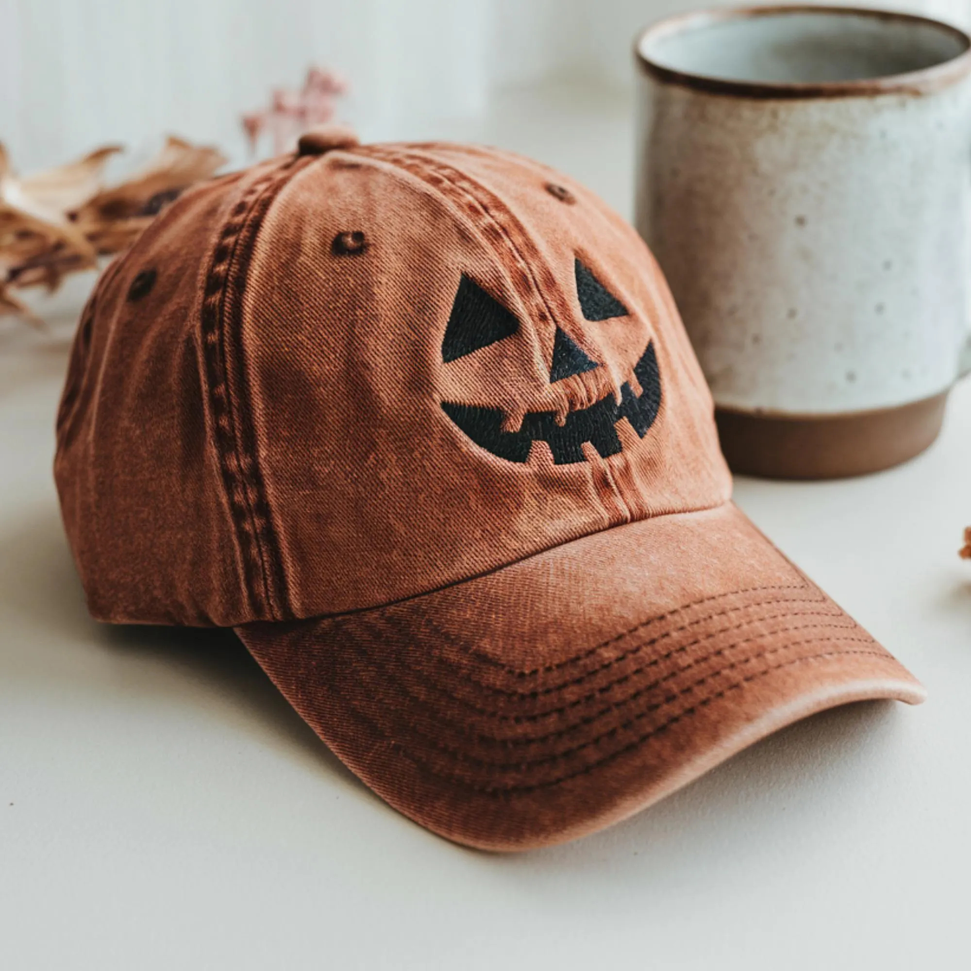 Jack-o-lantern Pumpkin Embroidered Baseball Hat