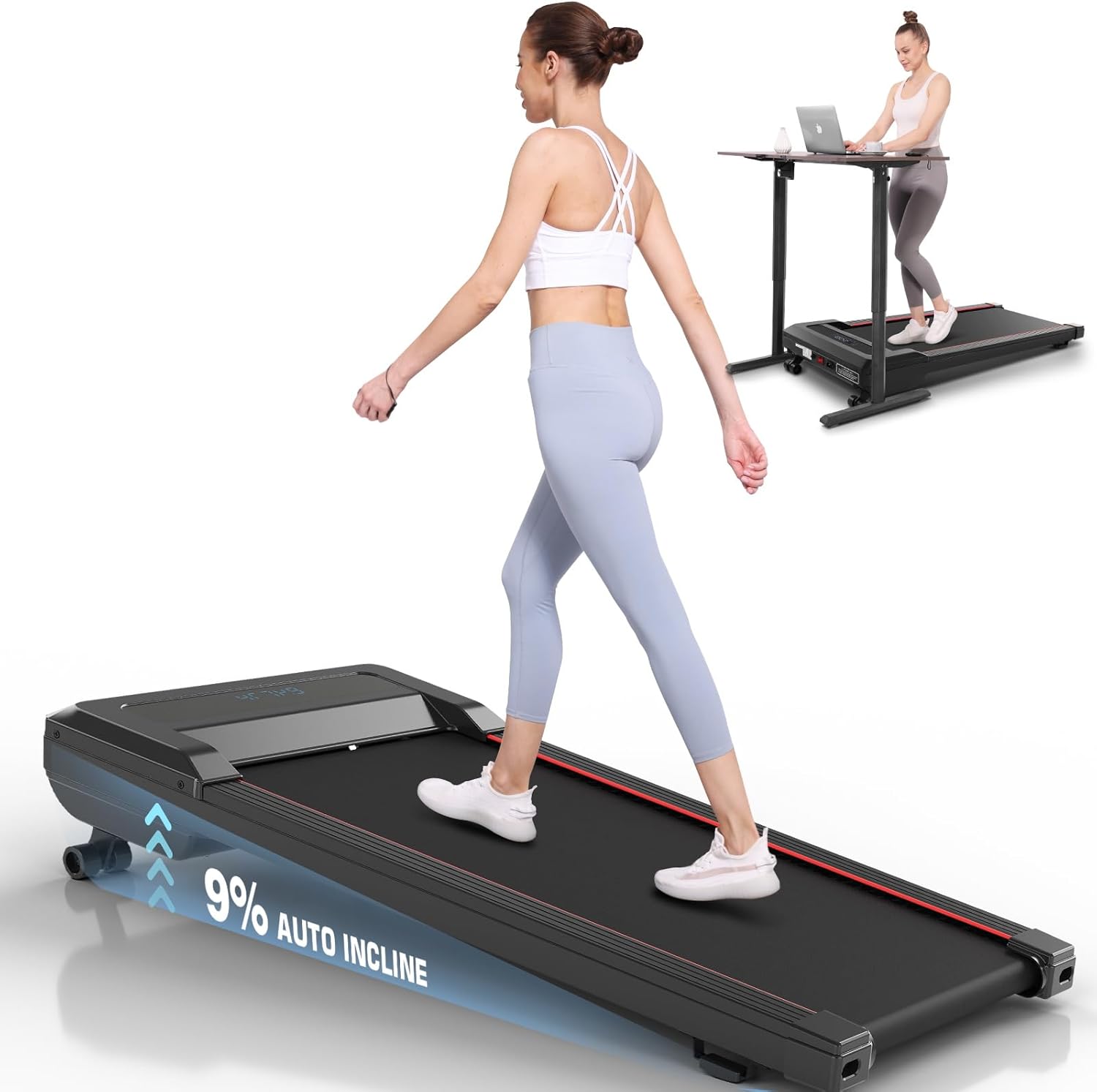 ANCHEER Walking Pad Treadmill with 9% Auto Incline