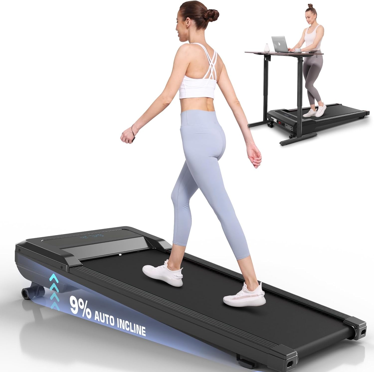 ANCHEER Walking Pad Treadmill with 9% Auto Incline