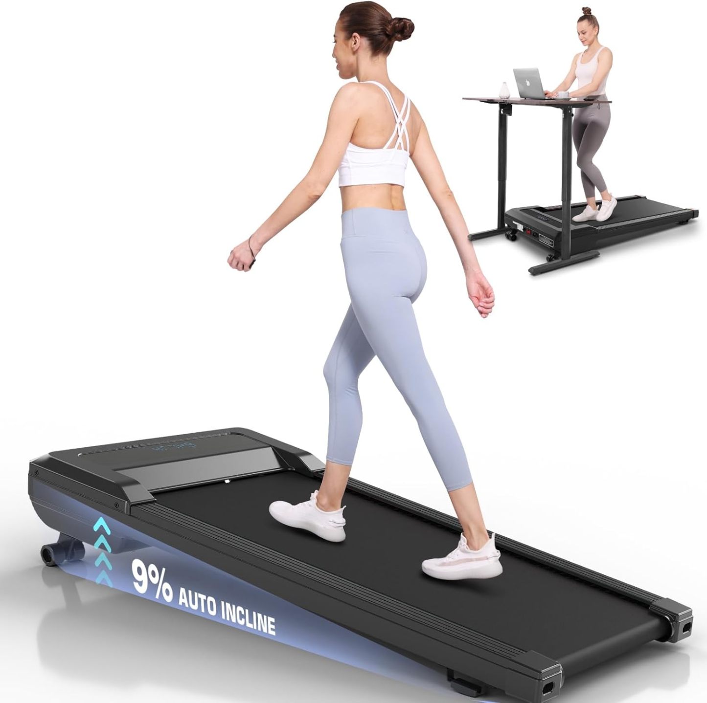 ANCHEER Walking Pad Treadmill with 9% Auto Incline