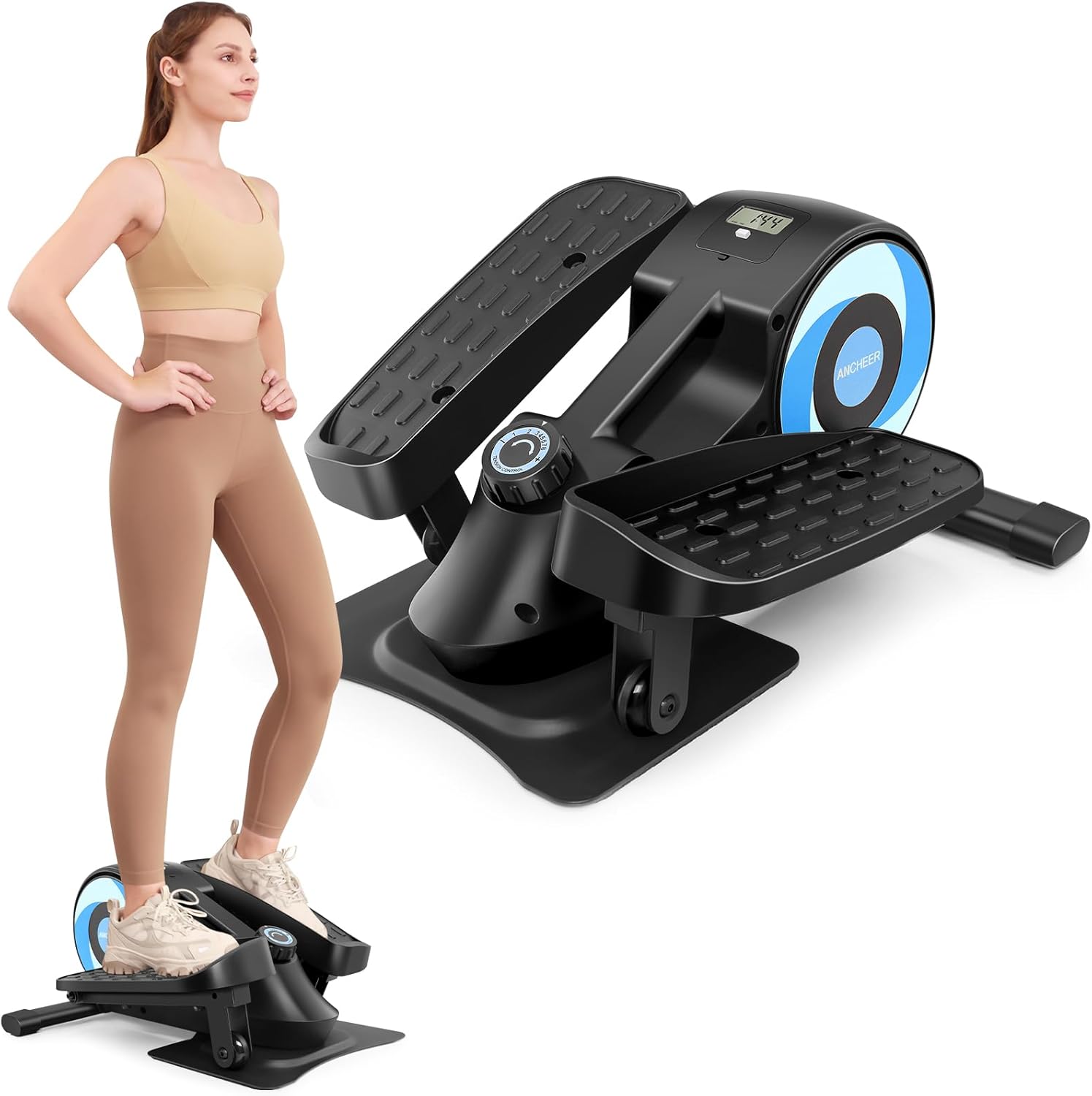 ANCHEER Under Desk Elliptical Exercise Machine,Standing or Seated Ellipse Leg Exerciser with 8 Level Resistance