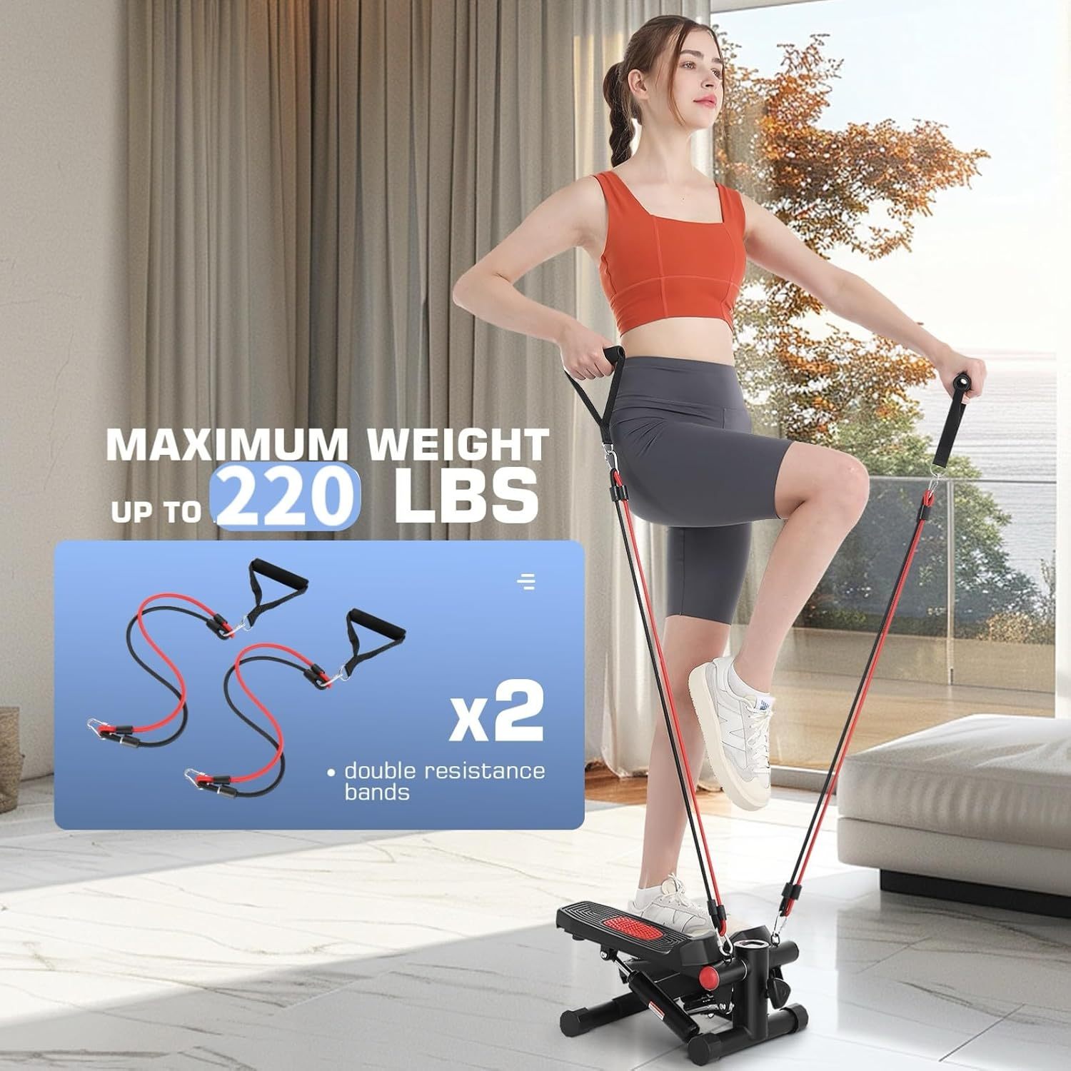 ANCHEER Steppers for Exercise at Home, Stepper with Resistance Bands