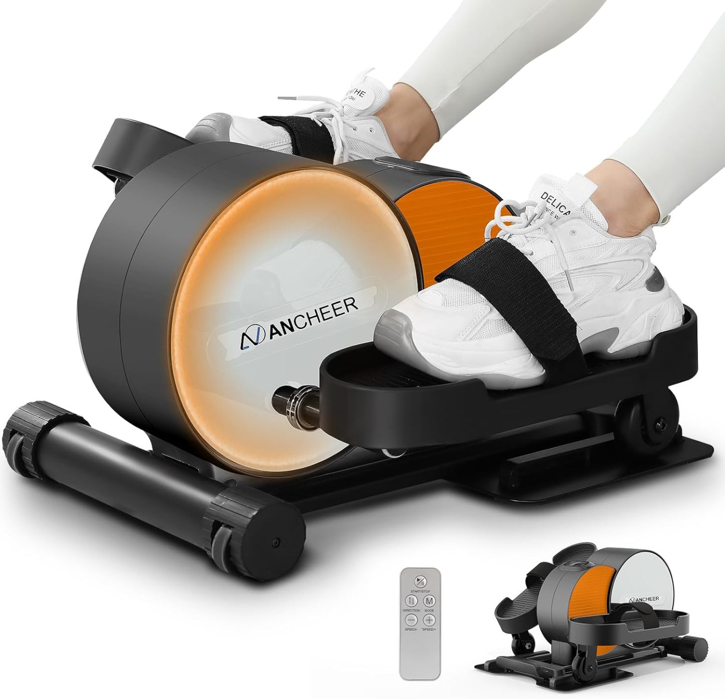 ANCHEER Under Desk Elliptical, Leg Exerciser While Sitting for Seniors with Remote Control, Display Monitor-Ancheer