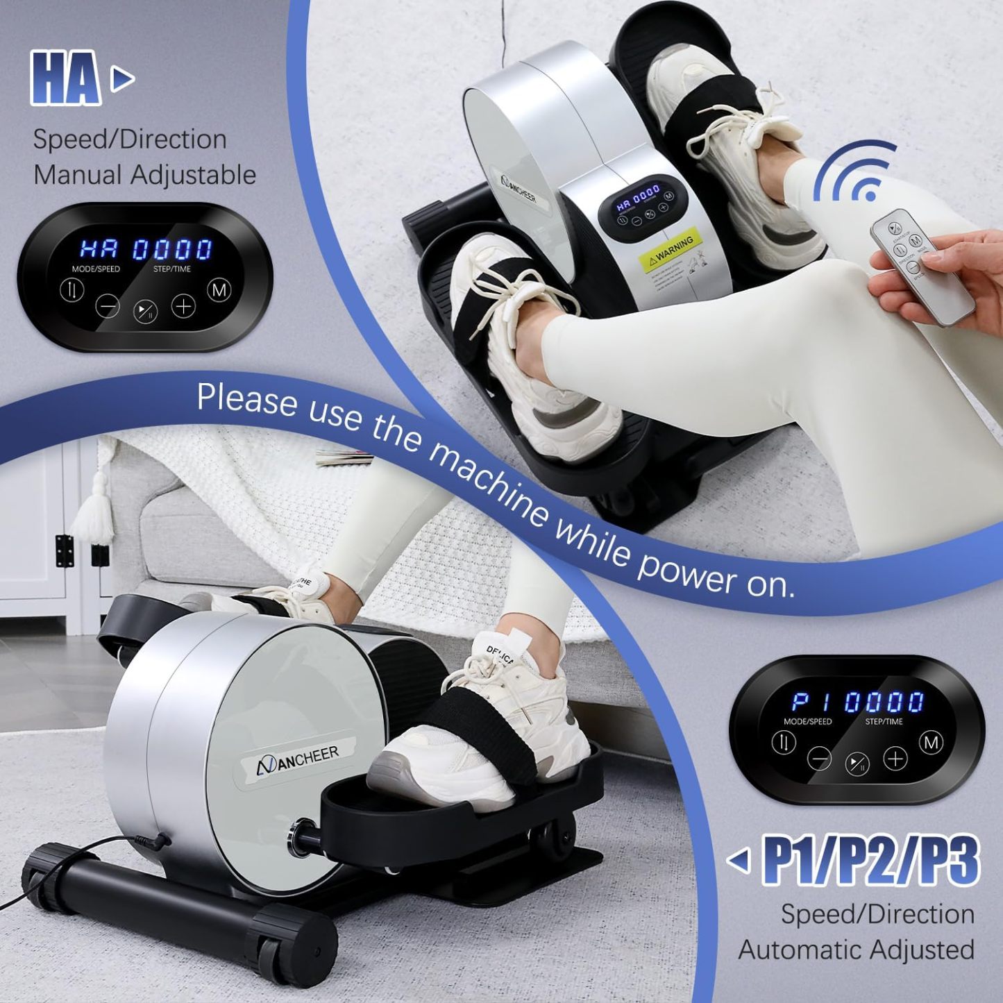 ANCHEER Under Desk Elliptical, Leg Exerciser While Sitting for Seniors with Remote Control, Display Monitor-Ancheer