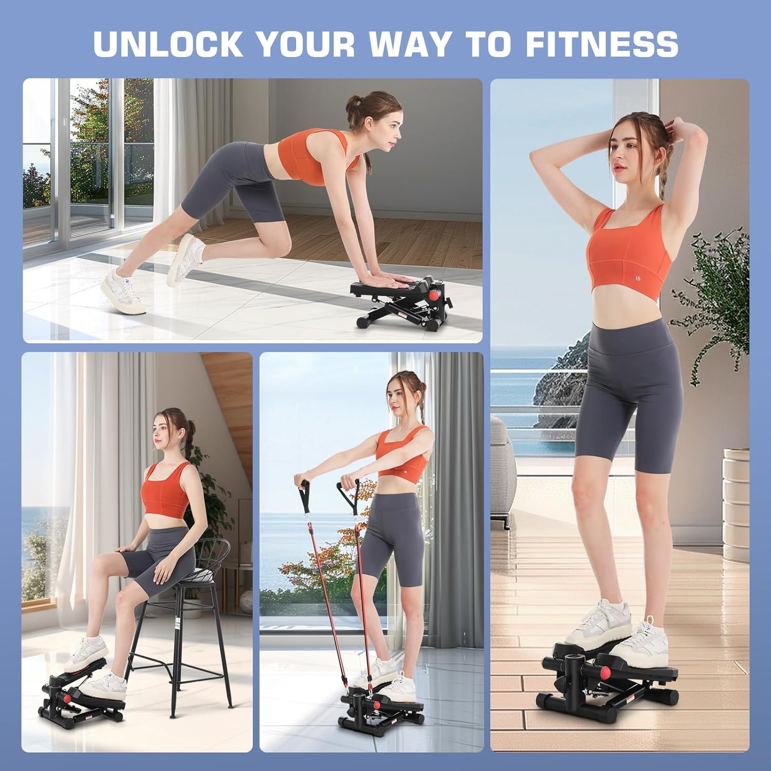 ANCHEER Steppers for Exercise at Home, Stepper with Resistance Bands