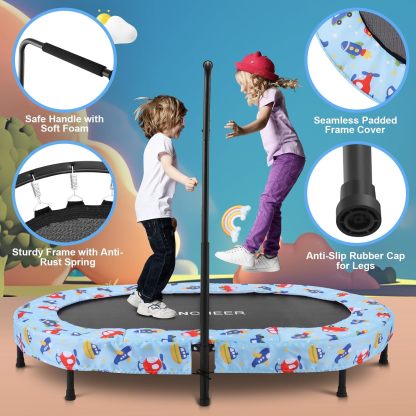ANCHEER 56" Foldable Mini Trampoline with 5 Level Adjustable Handle Bar