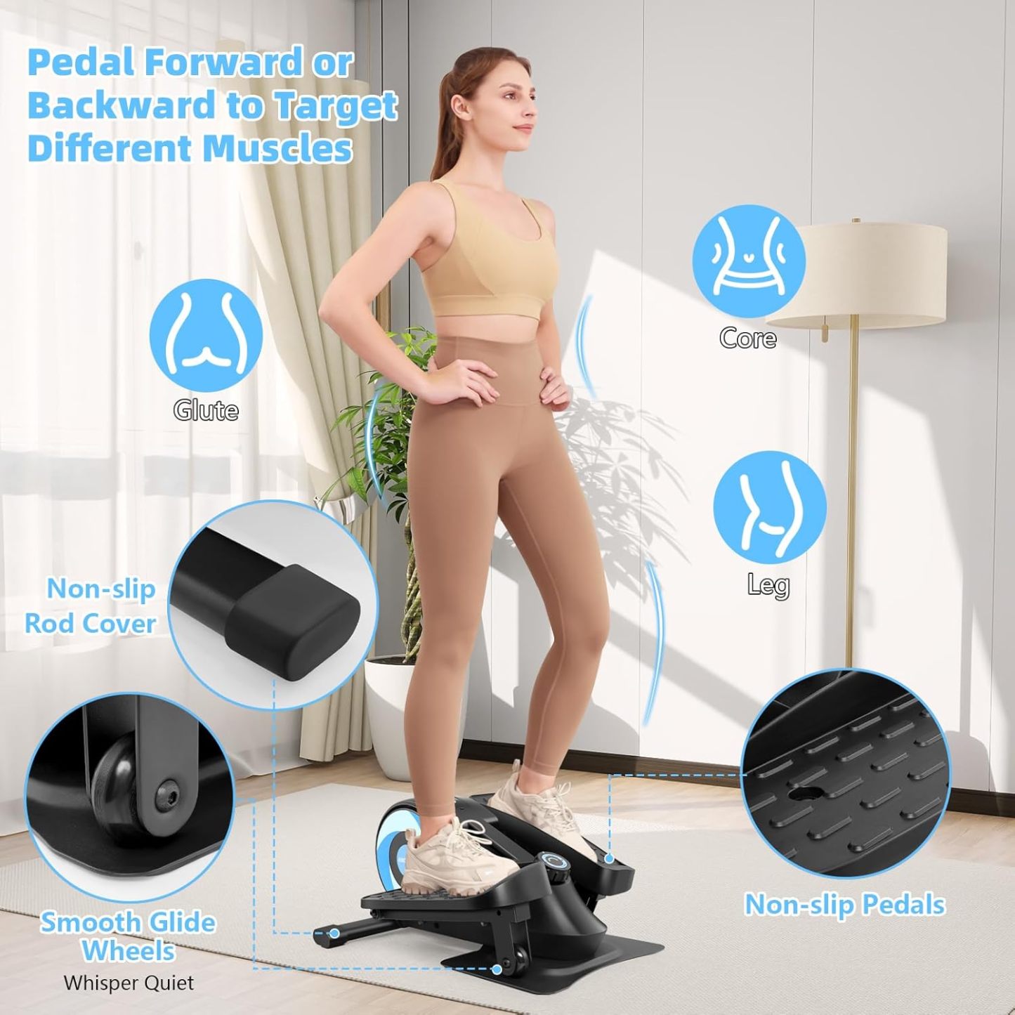 ANCHEER Under Desk Elliptical Exercise Machine,Standing or Seated Ellipse Leg Exerciser with 8 Level Resistance