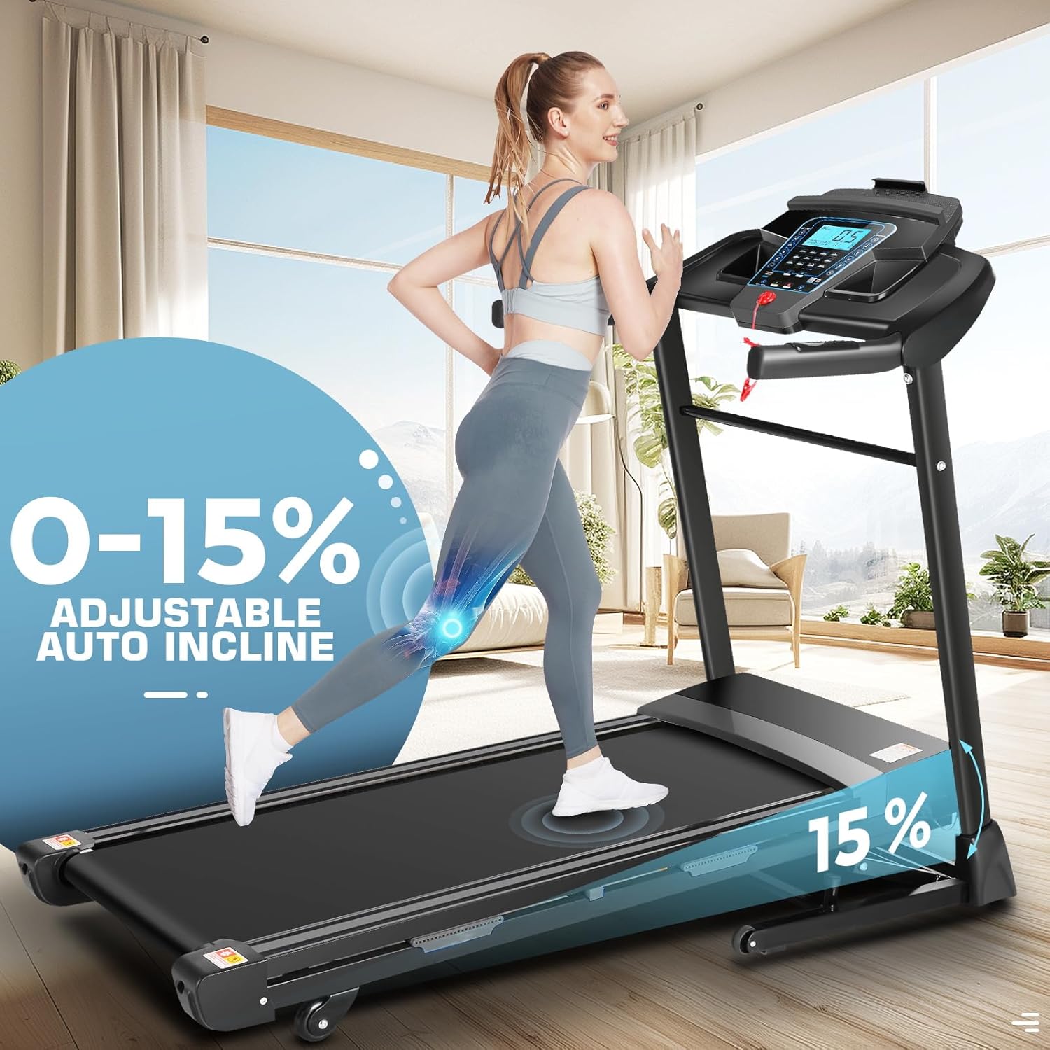 ANCHEER 3.25HP Treadmill,APP Treadmill 300lb Capacity