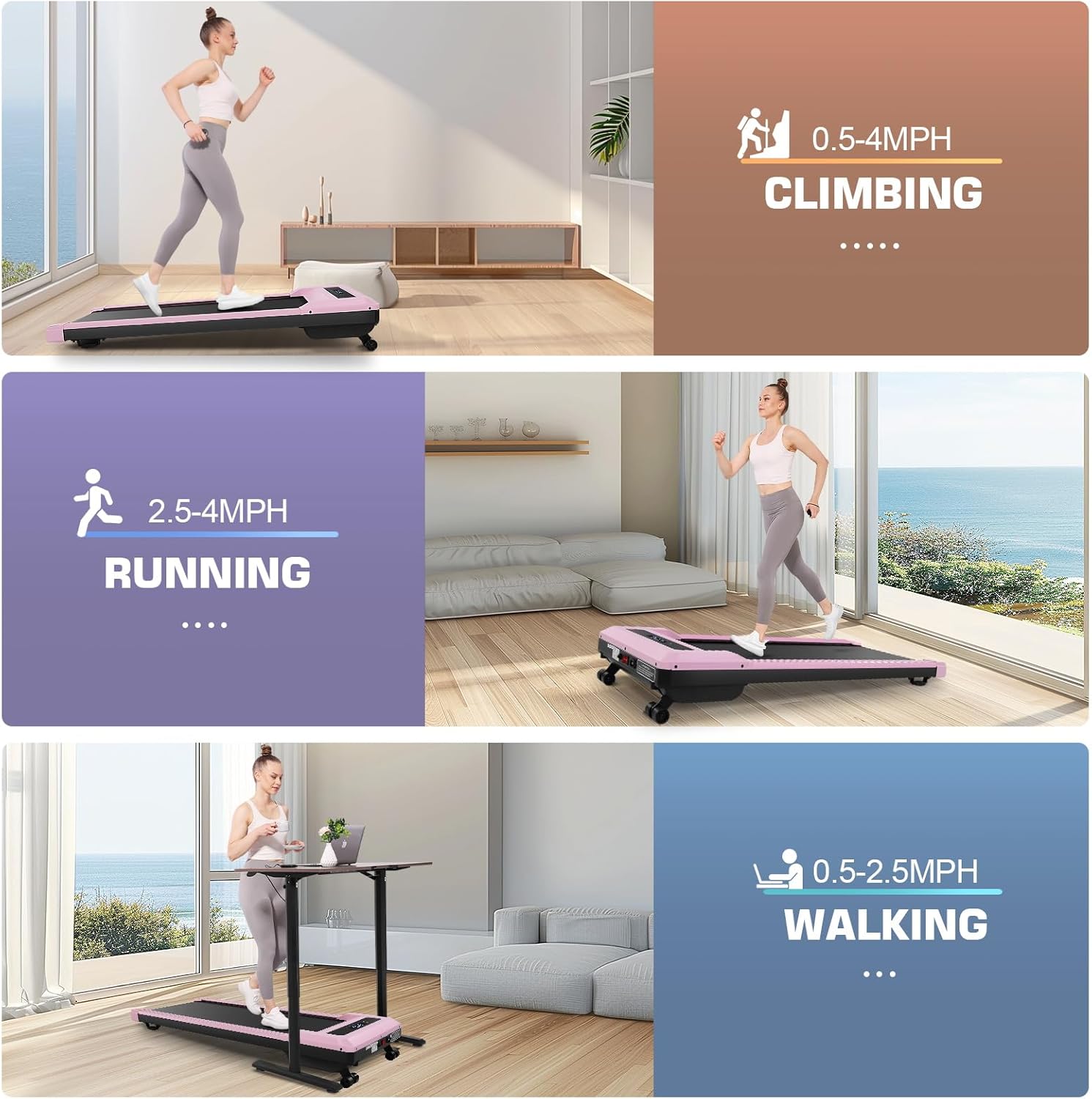 ANCHEER Walking Pad Treadmill with 9% Auto Incline