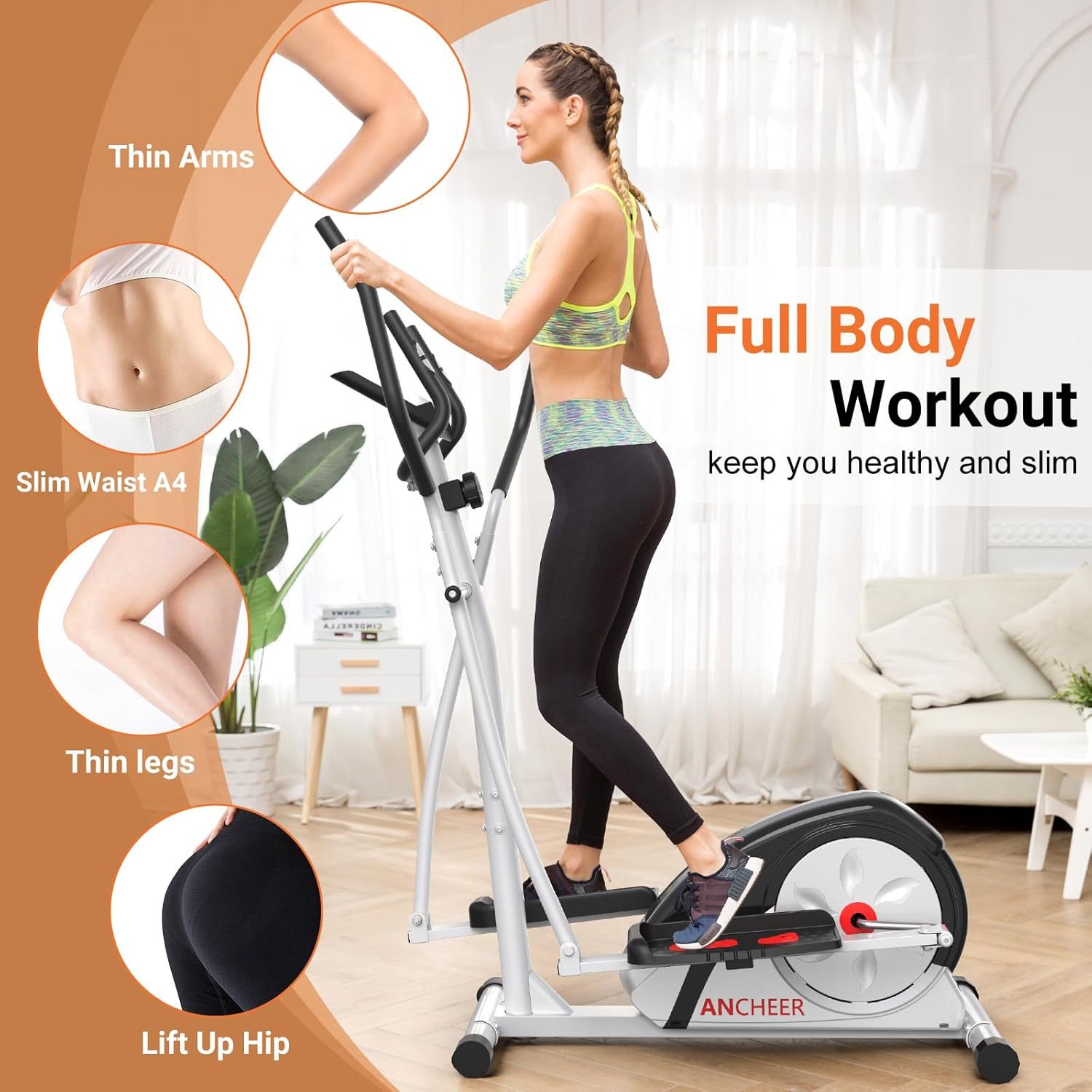 ANCHEER Elliptical Exercise Machine, Ultra-Silent Magnetic Elliptical Training Machines for Home Gym