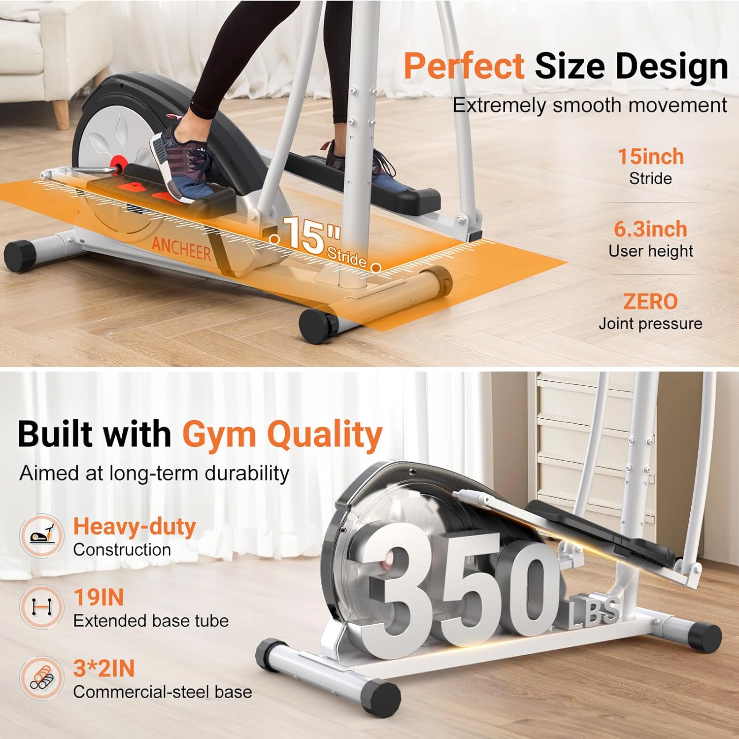 ANCHEER Elliptical Exercise Machine, Ultra-Silent Magnetic Elliptical Training Machines for Home Gym