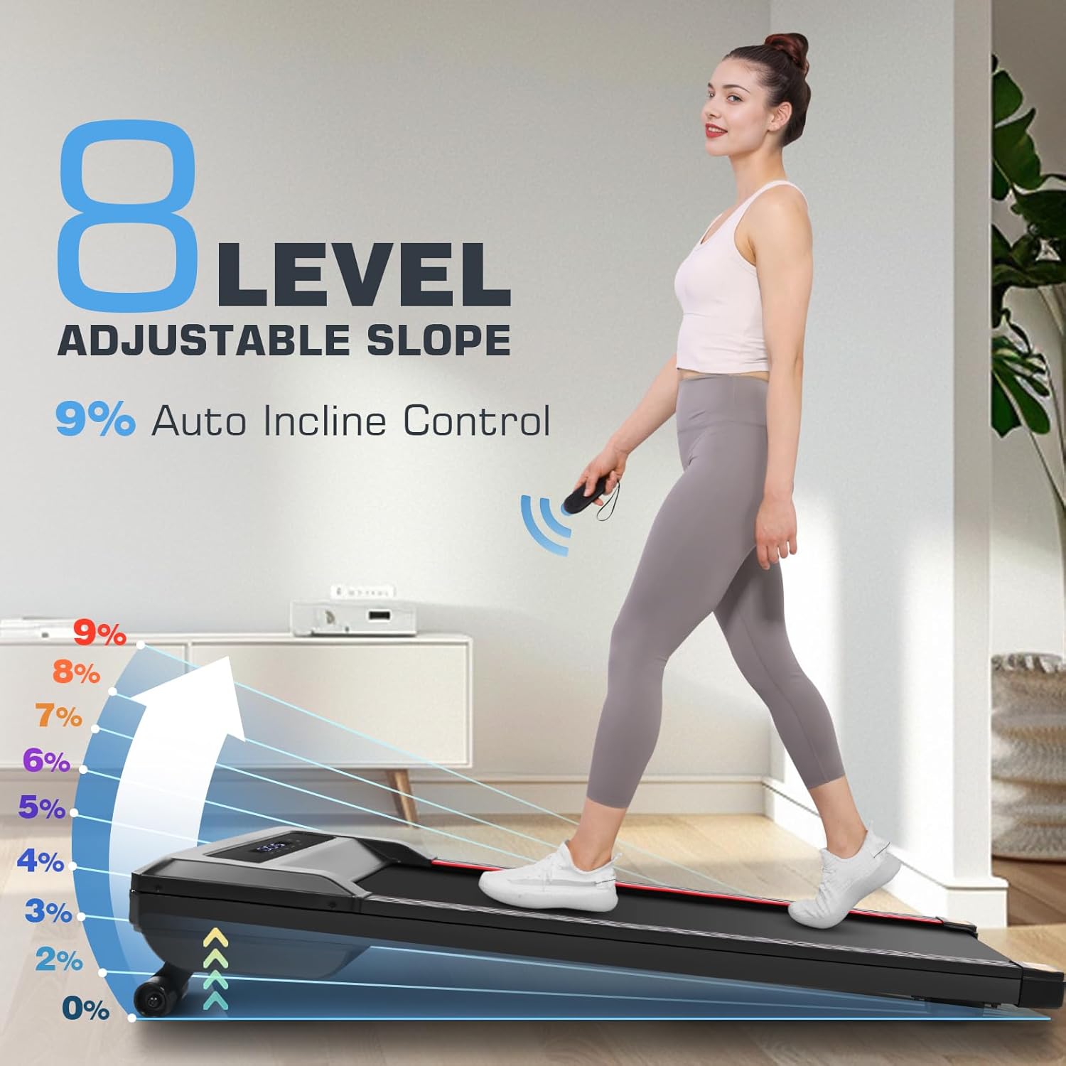 ANCHEER Walking Pad Treadmill with 9% Auto Incline