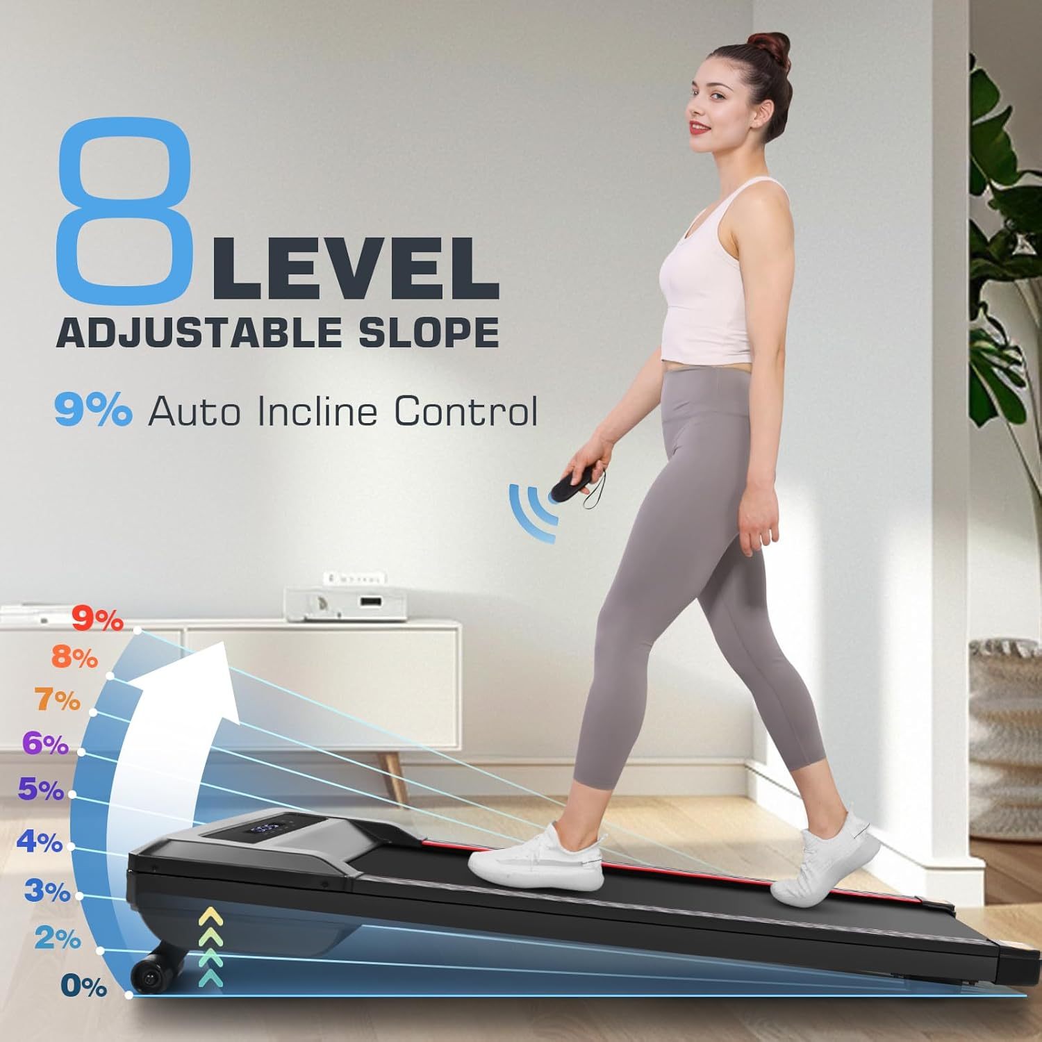 ANCHEER Walking Pad Treadmill with 9% Auto Incline