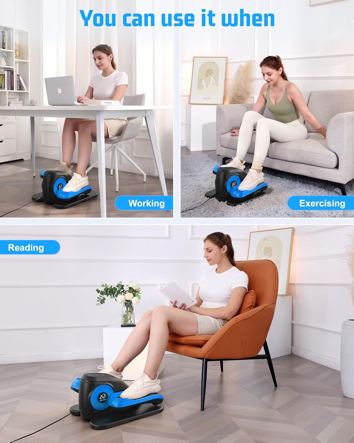 ANCHEER Under Desk Elliptical Machine, Electric Ellipse Leg Exerciser for Seniors with Remote Control-Ancheer