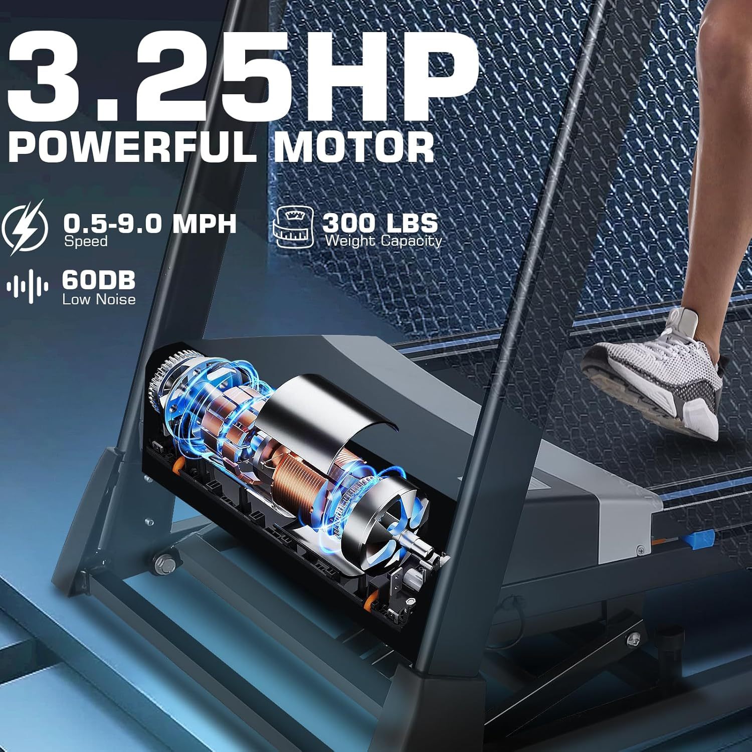 ANCHEER 3.25HP Treadmill,APP Treadmill 300lb Capacity