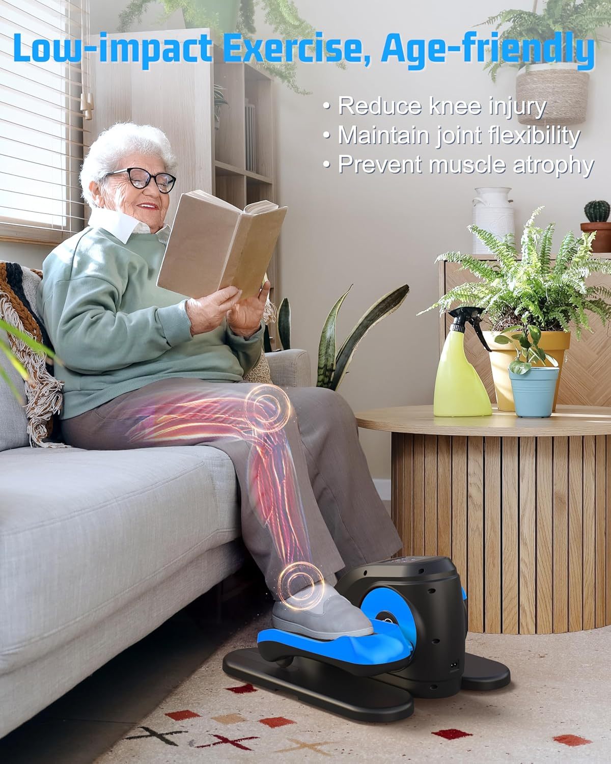 ANCHEER Under Desk Elliptical Machine, Electric Ellipse Leg Exerciser for Seniors with Remote Control-Ancheer