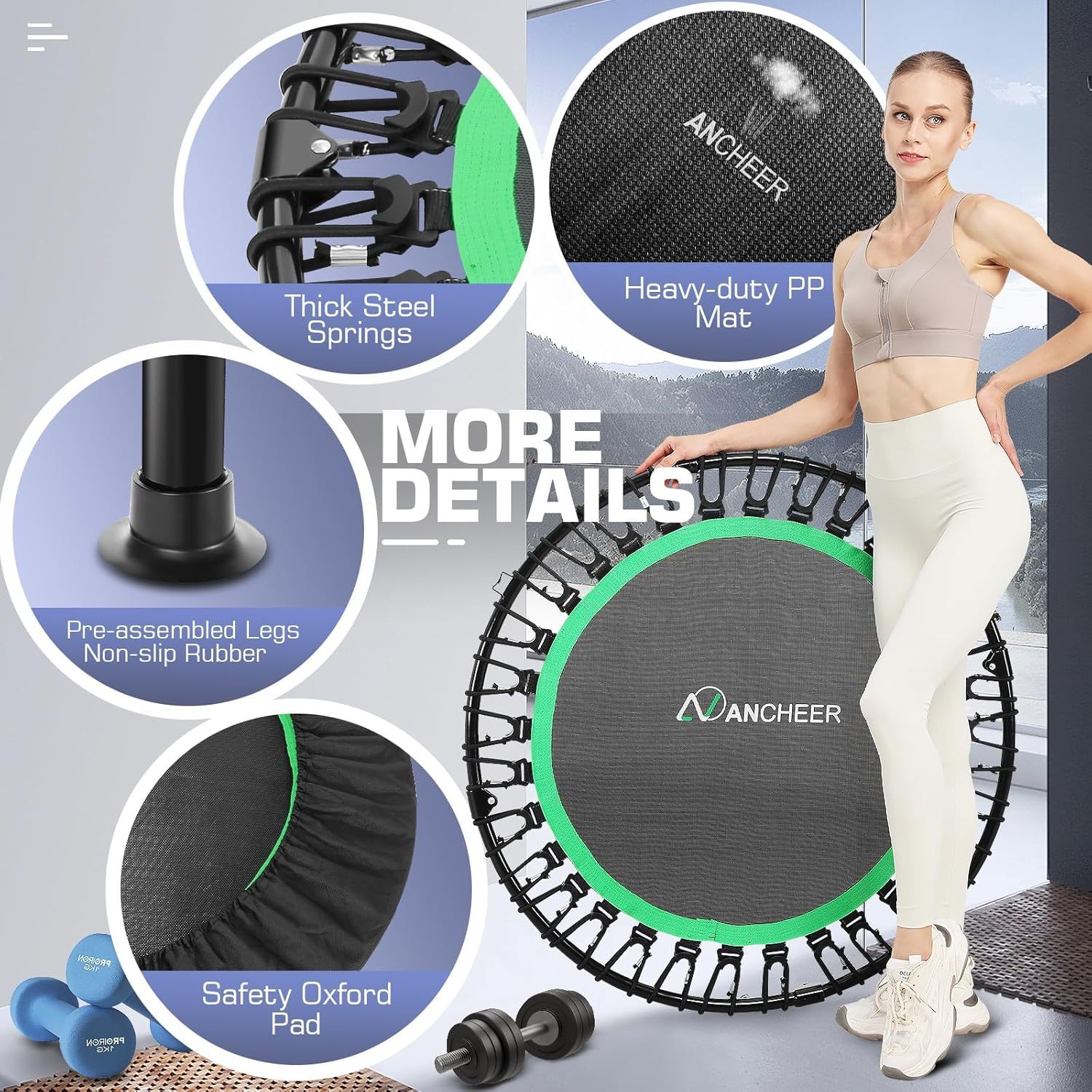 ANCHEER Foldable Mini Trampoline for Adults