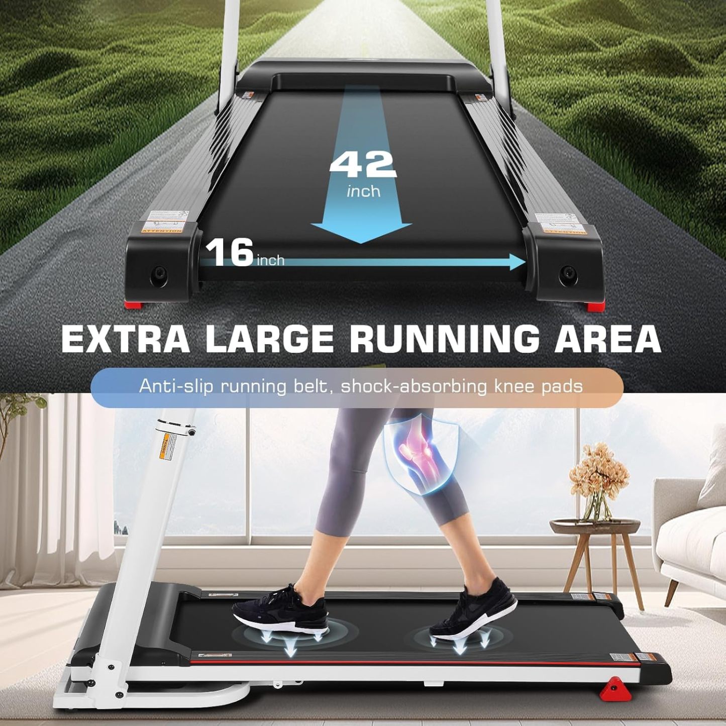 Treadmill with Desk Workstation & Adjustable Height