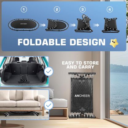 ANCHEER 56" Foldable Mini Trampoline with 5 Level Adjustable Handle Bar