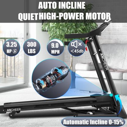 ANCHEER 3.25HP Treadmill,APP Treadmill 300lb Capacity