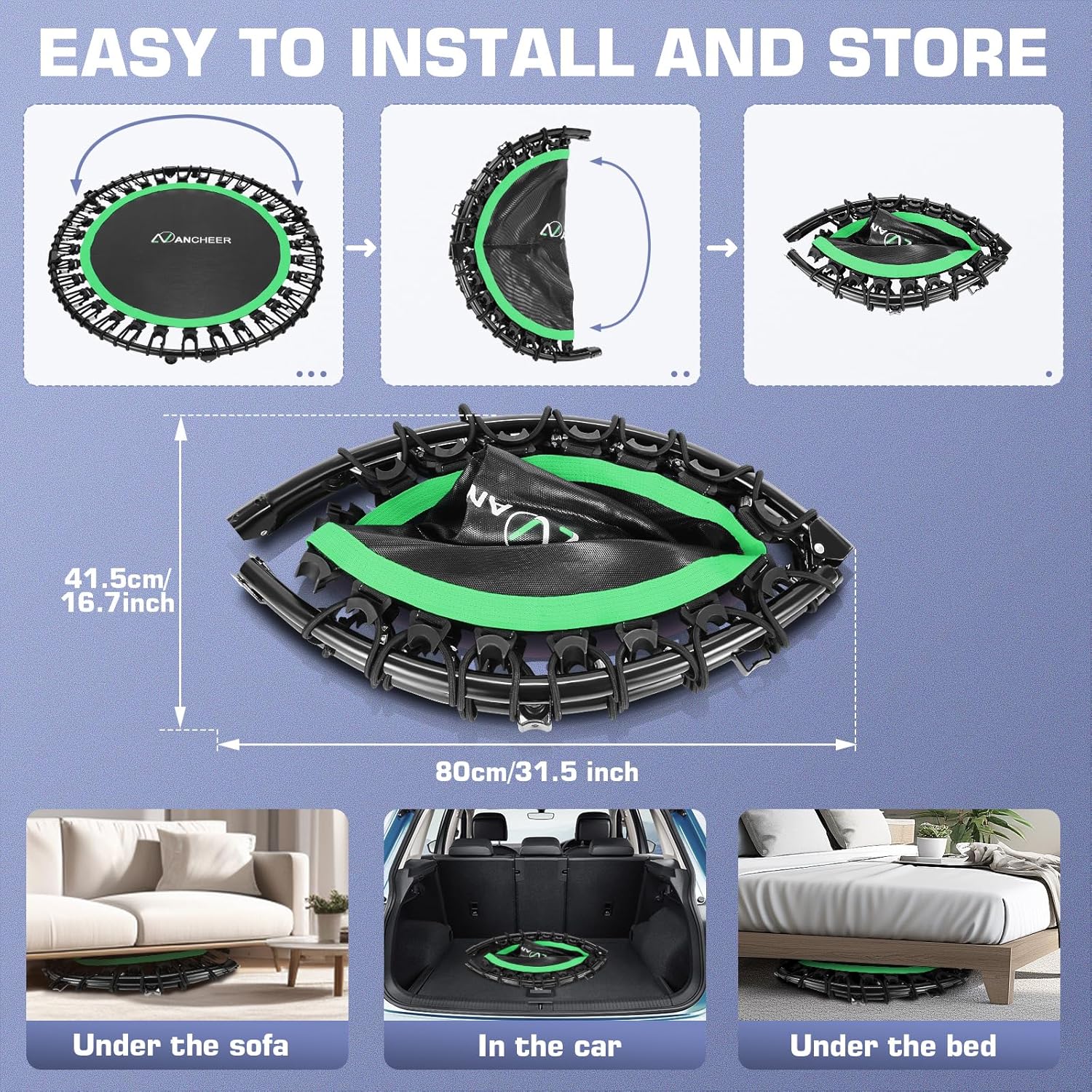 ANCHEER Foldable Mini Trampoline for Adults